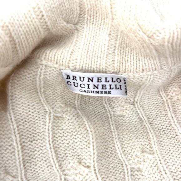 Brunello Cucinelli Cashmere Fitted Knit Cardigan Blazer Jacket Cream Medium - Picture 3 of 11
